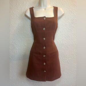Sincerely Jules Chocolate Brown Button-Front Fall Preppy Classy Mini Dress